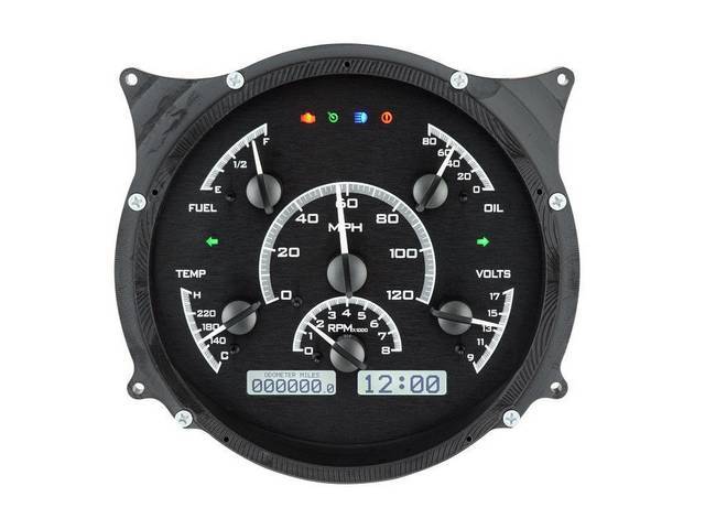 DIGITAL DASH ASSY, Dakota Digital VHX, Black Face Gauges With White Illumination