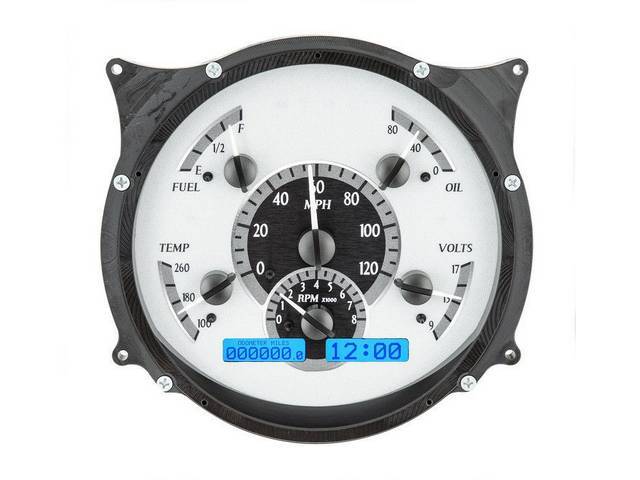 DIGITAL DASH ASSY, Dakota Digital VHX, White Face Gauges With Blue Illumination