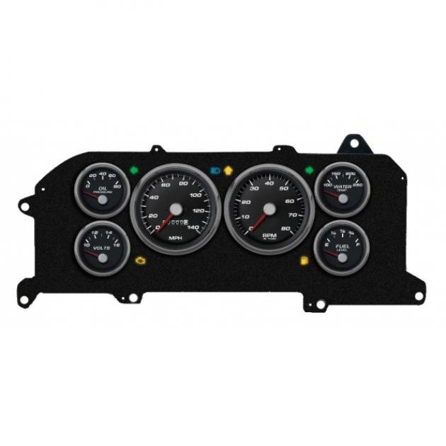 Mustang - New Vintage USA Performance ll Series Kit - 6 Gauge Package, Black Dial - 1987-1993 -Programmable Speedometer MPH