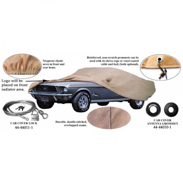 Car Cover, Poly-Cotton, With Logo, Fastback 1969-1970, WithMirror Pockets On Both Sides