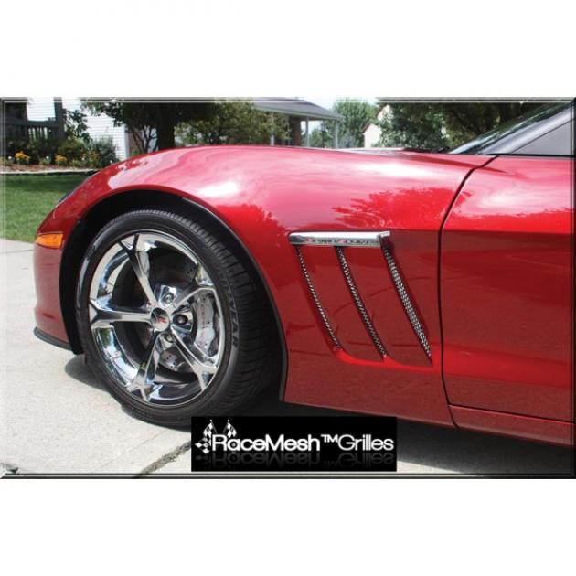 Corvette C6 Grand Sport Custom RaceMesh Front Side Fender Grilles, 2010-2013