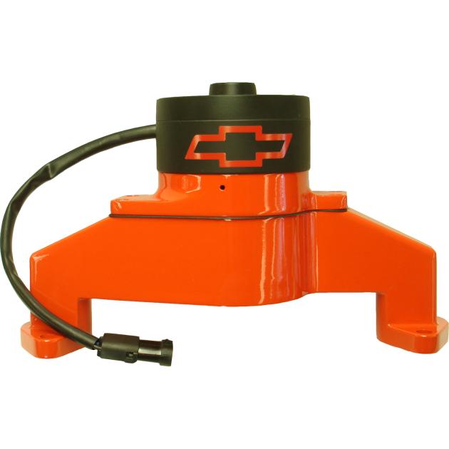 Proform Electric Engine Water Pump, Aluminum, Orange with Bowtie Logo, Fits BB Chevy 141-675
