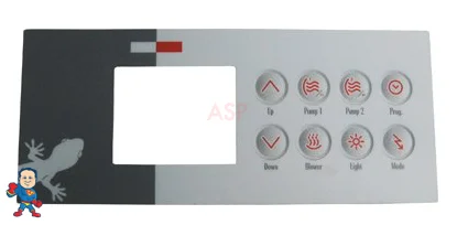 Gecko TSC-4/K-4 Topside Overlay – 8 Button Control Panel Label for 2 Pump Spa Systems