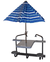 Global 2 Seat High Top Table Copper Vein Frame- Granite Tan Top W/ Matching Umbrella – GPPOTE-2STHT-CV-U
