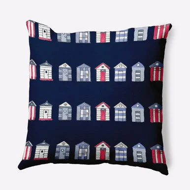 Grain Sack Outdoor Throw Pillow – 16″ – Navy Blue and White