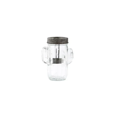 Handblown Glass Jar Shaped Candle Holder – 5.5″ – Clear