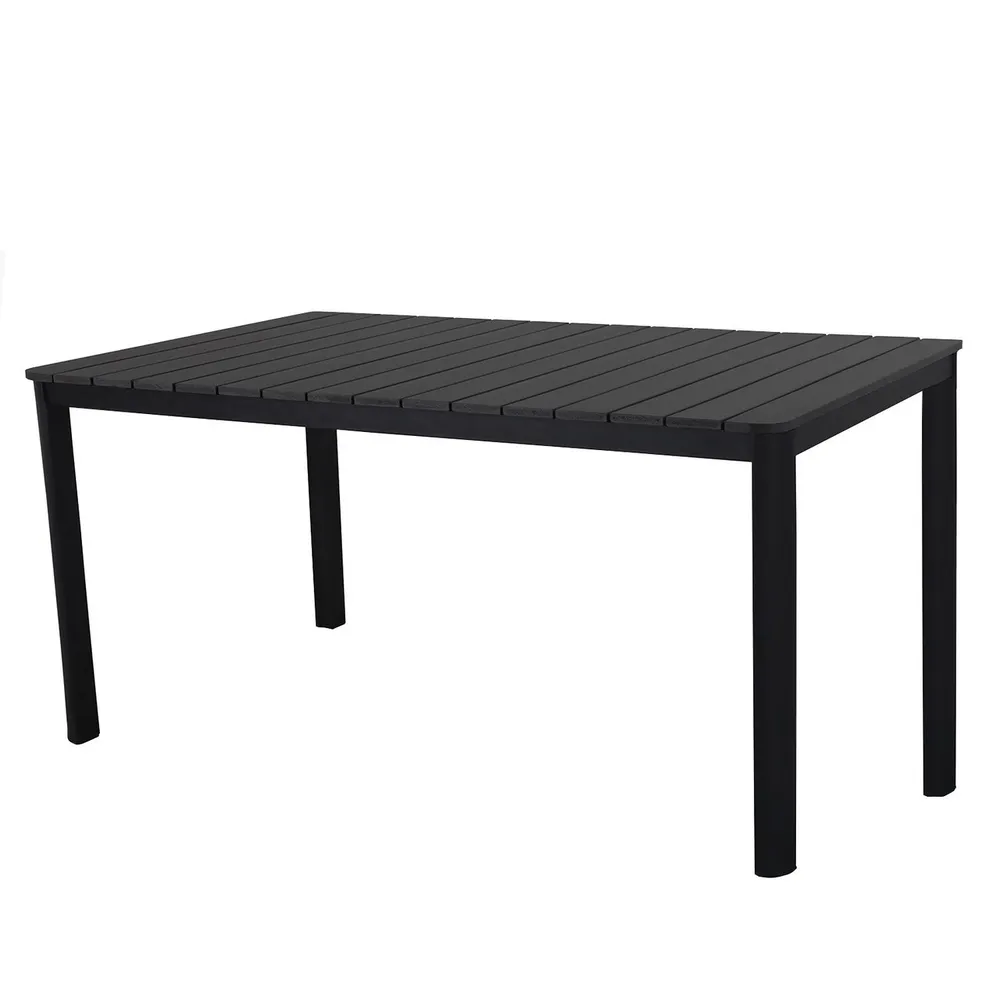 63” Charcoal Black Rectangular Slatted Faux Eco-Wood Outdoor Patio Table