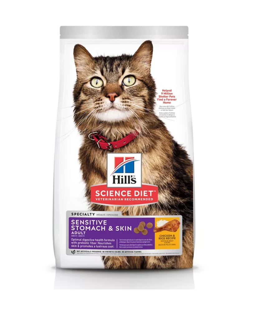 Hill’s Science Diet Adult Sensitive Stomach & Skin Chicken Dry Cat Food,15.5lb