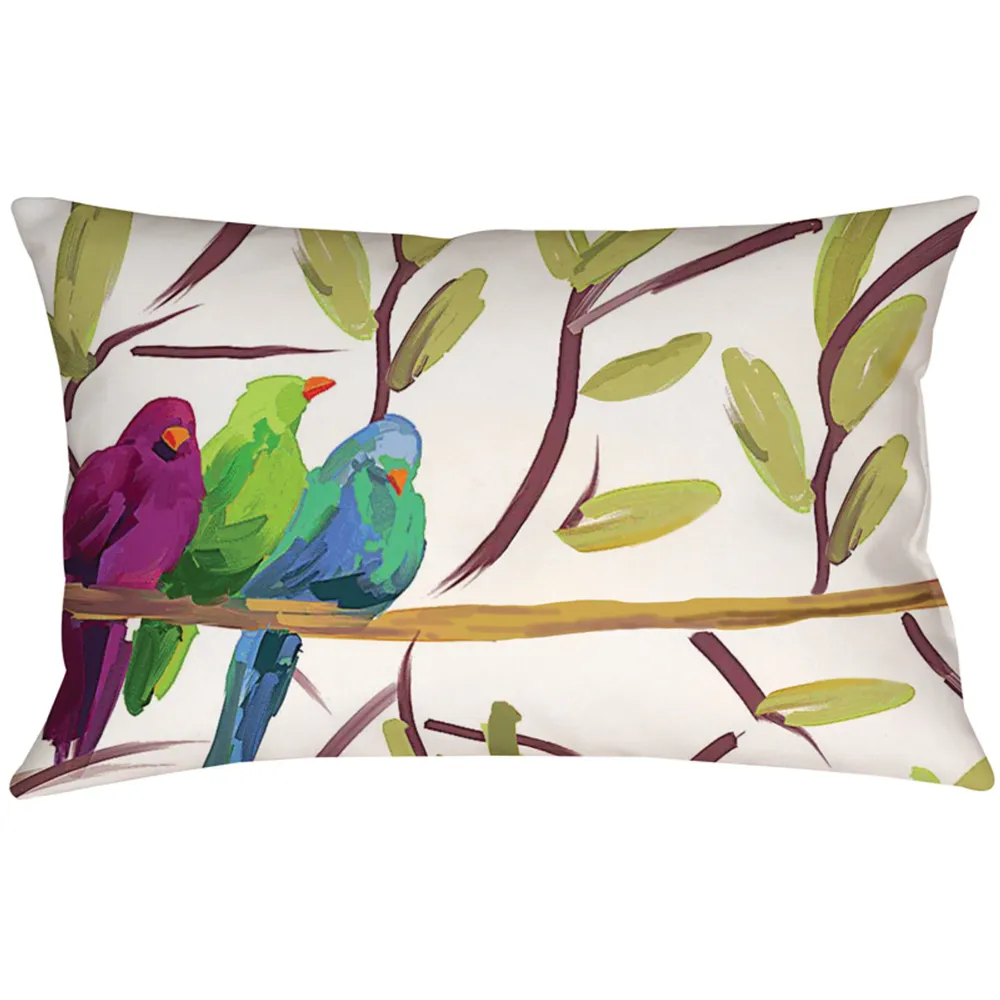 18″ Outdoor Deck and Patio Flocked Together Birds Rectangular Throw Pillow