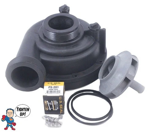 Jacuzzi Piranha/Theramax/Theraflo 48FR 2.0HP Wet End Assembly – 2″ MBT Side Discharge – 8 Mount Configuration