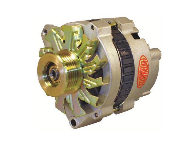 Powermaster Alternator, New, Natural Finish, 140 amps, 1 wire or OE-harness operation