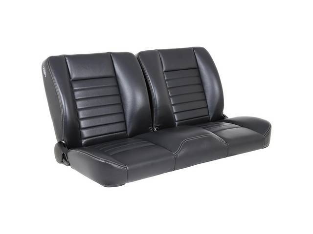 TMI Pro Classic Series, Cruiser Collection Split Back Bench Complete Seat, Black vinyl / white stitching