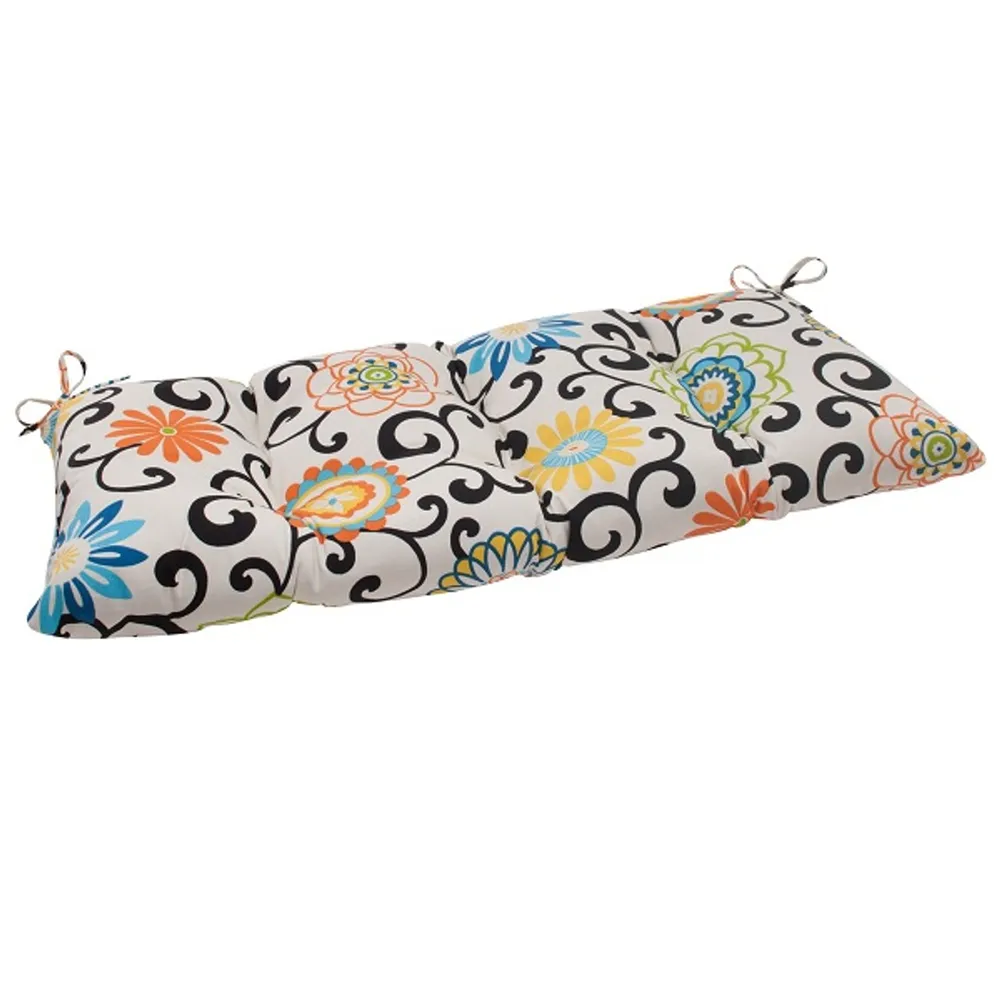 44″ Waverly Sun-N-Shade Summer Flower Tufted Outdoor Patio Loveseat Cushion