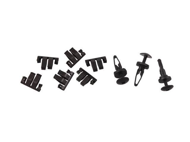 Mounting Kit, Cowl Top Vent Grille, Incl (6) Metal Spring Style Clips, (3) Plastic Cowl Vent Screws W/ Grommets