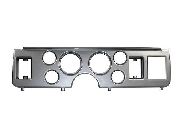 Panel, Instrument Panel Cluster Finish, Brushed Aluminum Finish, Designed To Replace Factory Unit, Features (2) 3 3/8 Inch Holes And (4) 2 1/16 Inch Holes