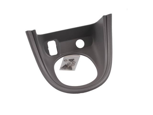 Panel, Shifter Console Top Finish, Charcoal / Midnight, Incl (8) Puch Nut Retainers For Shifter Boot Install, (4) Special Bezel Mounting Clips, Original Ford Tooling