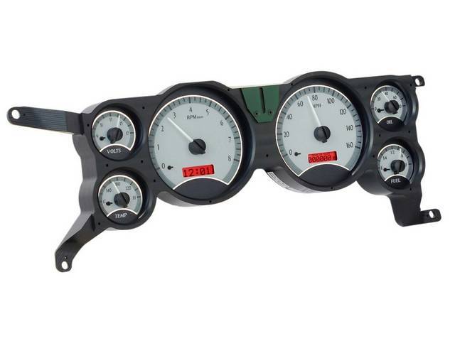 Dakota Digital VHS Digital Instrument Cluster, Silver Face/Red Illumination