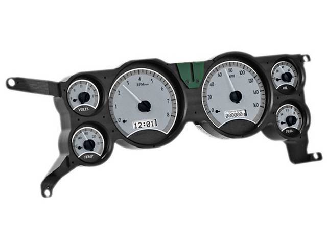 Dakota Digital VHS Digital Instrument Cluster, Silver Face/White Illumination