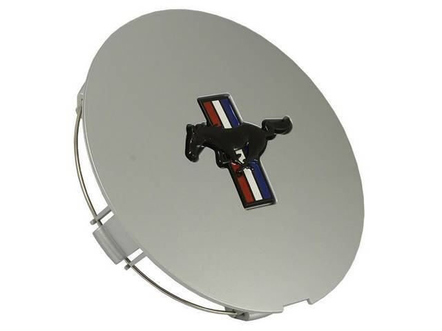 Argent Pony Wheel Center Caps w/Black emblems for 1991-93 Mustang
