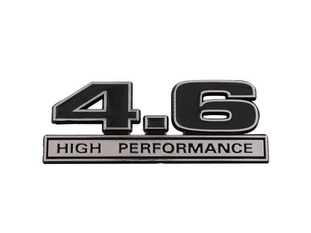 Ornament, Fender / Trunk Lid, 4.6 High Performance, In Plastic, Black Plastic W/ Chrome And Black Insert, 5 Inches Long
