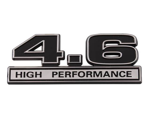 Ornament, Fender / Trunk Lid, 4.6 High Performance, In Plastic, Black Plastic W/ Chrome And Black Insert, 4 Inches Long