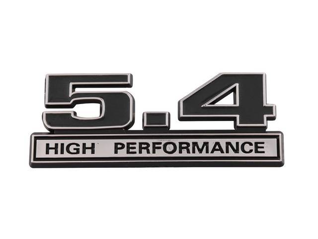 Ornament, Fender / Trunk Lid, 5.4 High Performance, In Plastic, Black Plastic W/ Chrome And Black Insert, 4 Inches Long