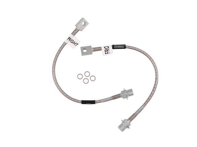 Brake Hose Set, Braided Stainless, Russell Performance, 2 Pieces, Incl Front Disc Bakes Hose Only