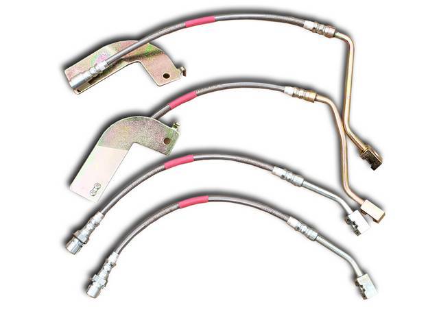 Brake Hose Set, Braided Stainless, 4 Pieces, Incl Front Disc Bakes Hose And Rear Brake Hoses, 5 Layer Design Features 304 Stainless Braided Wire