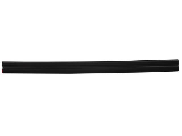 Molding, Door, Lh, Black W/O Pin Stripe, Incl Peel And Stick Adhesive Like Originals, Incl Recessed Lines For Pin Stripes, Exact Repro
