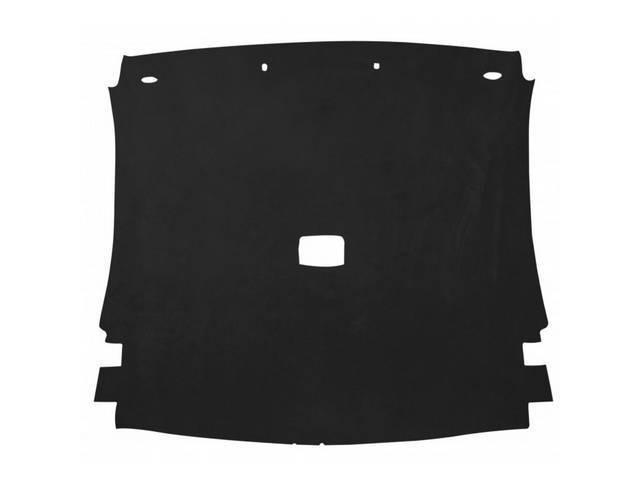 Headliner Assy, Roof, Cloth, Midnight Black, W/ Correct Dome Light Hole Incl Pre Installed Abs Backing Board,Repro