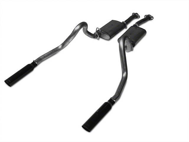 Pypes Mustang Cat Back Exhaust System 3 Black Powder Coated Tips w/ Violator Mufflers for (98-04) 4.6L Excl IRS