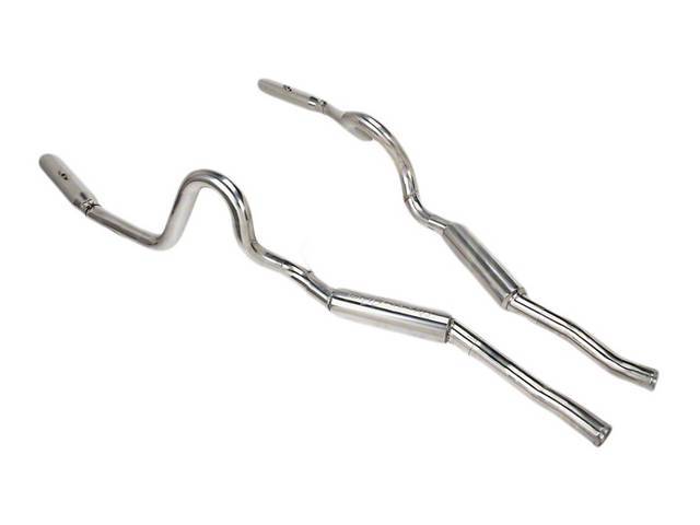 Pypes Mustang Pype Bomb Cat Back Exhaust system 3.5 Stainless Tips w/ M80 Mufflers for (79-04) 4.6L, 5.0L
