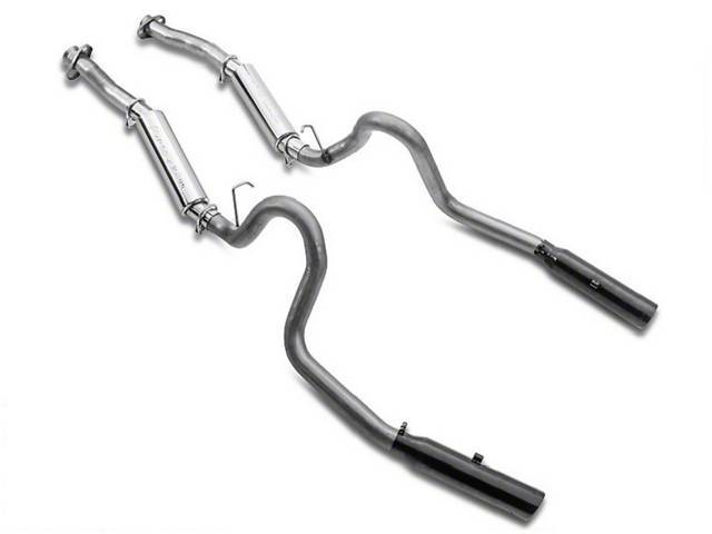 Pypes Mustang Pype Bomb Cat Back Exhaust system 3.5 Black Tips w/ M80 Mufflers for (79-04) 4.6L, 5.0L