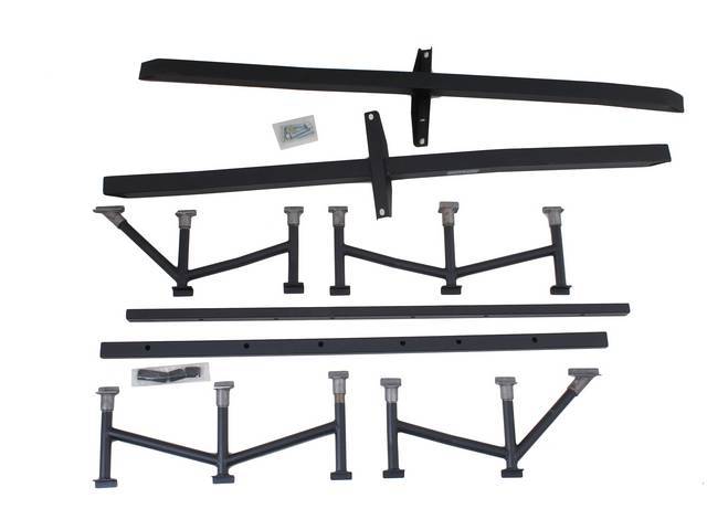 Chassis Brace System, Fit, Stifflers, Black Powder Coated W/ Weld Free Locations, Incl Subframe Connectors, Stiffening Rails And Web Braces