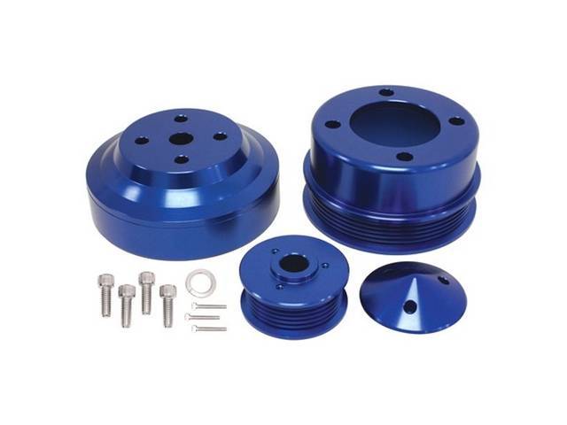 Billet Aluminum Performance Pulley Set (Blue Anodized) for 79-93 5.0L