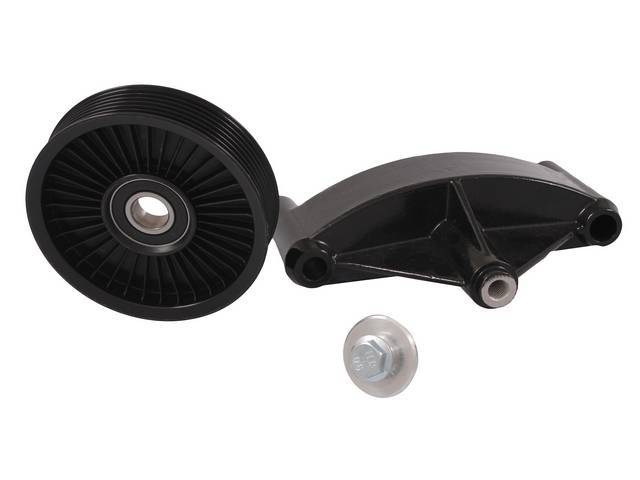 Bracket, Smog Pump Eliminator, Tuff Stuff, Stealth Black, Incl Bracket And Pulley, Designed To Replace Your Factory Smog Pump And Increase Horsepower