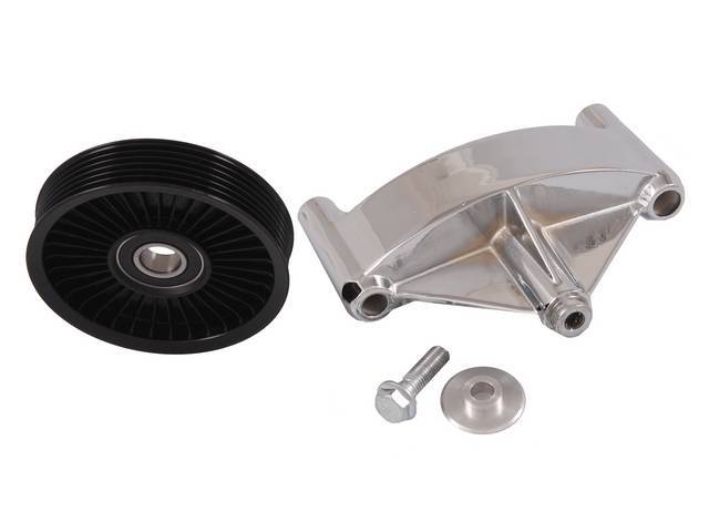 Bracket, Smog Pump Eliminator, Tuff Stuff, Chrome, Incl Bracket And Pulley, Designed To Replace Your Factory Smog Pump And Increase Horsepower