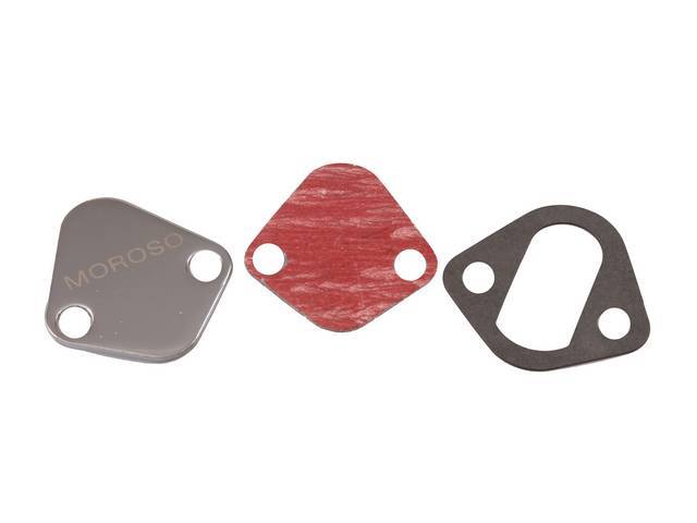 Moroso Triple Chrome Plated Steel Fuel Pump Block off Plate for 289/302/351 (65394)