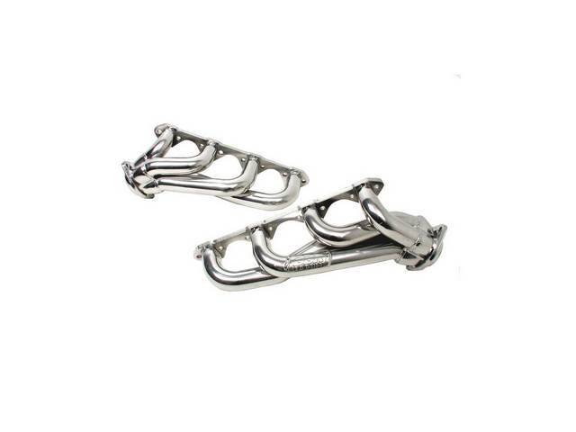 Headers, Unequal Length Shorty, Bbk Performance, Polished Ceramic Coated, Made From 1 5/8 Inch Cnc Mandrel Bent Tubing, Incl One Piece Laser Cut Mounting Flanges