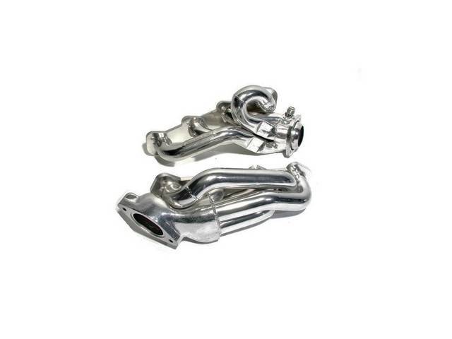 Headers, Tuned Length Shorty, Bbk Performance, Polished Ceramic Coated, Made From 1 5/8 Inch Cnc Mandrel Bent Tubing, Incl One Piece Laser Cut Mounting Flanges