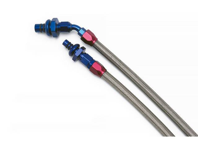 Braided Hose Set, Fuel Line, Russell Performance, Synthetic Rubber Hoses W/ Braided Stainless Steel Outer, Anodized An Fittings, Direct Bolt On