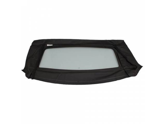 Convertible Rear Window, Black, W/ Solid Glass Curtain, W/O Defrost Option, Incl Elastic Straps, Note Inside Backing Is Black