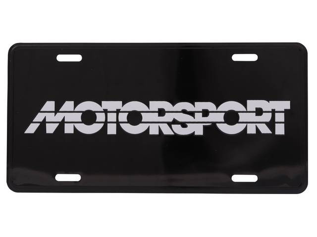 Black With White MOTORSPORT Logo License Plate