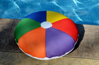 Multi-Color Plush Beach Ball Pool Pillow – 26″ Round Flat Float for Fun Swimming Adventures