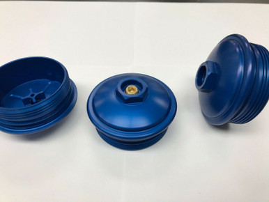 6.0L Ford Powerstroke Billet Aluminum Fuel Filter Cap - Anodized Blue