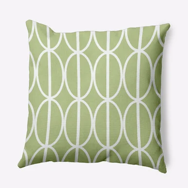 Oval Striped Outdoor Throw Pillow – 20″ – White and Green
