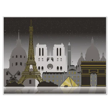 Pack of 6 White International Take Me to Paris Cityscape Mural Wall Decor 6′