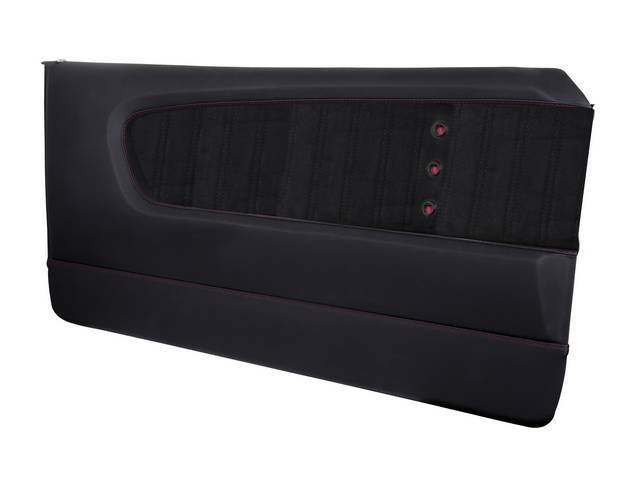 Door Panels, Sport XR, Matte Black Vinyl with Charcoal Black UniSuede Inserts, Red Stitching, Black grommets