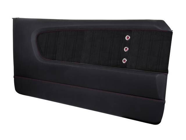 Door Panels, Sport XR, Matte Black Vinyl with Charcoal Black UniSuede Inserts, Red Stitching, Stainless Steel grommets
