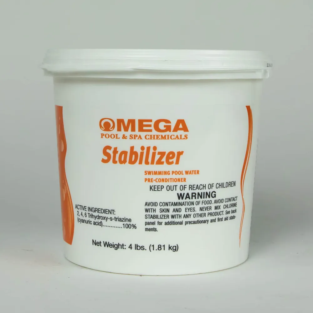 4 Lb – Omega Chlorine Stabilizer and Pre-Conditioner for Swimming Pools